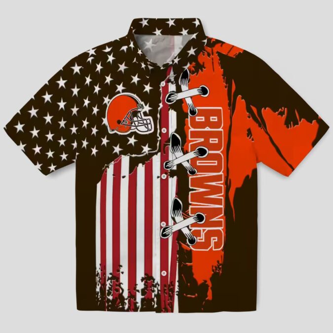Cleveland Browns Stitched Flag Hawaiian Shirt, NFL Tailgating & Luau Outfit
