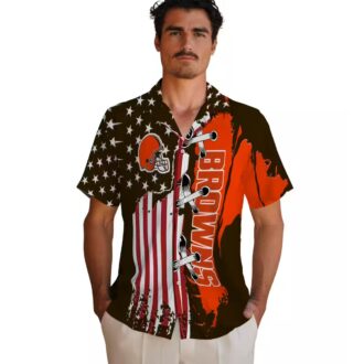 Cleveland Browns Stitched Flag Hawaiian Shirt, NFL Tailgating & Luau Outfit