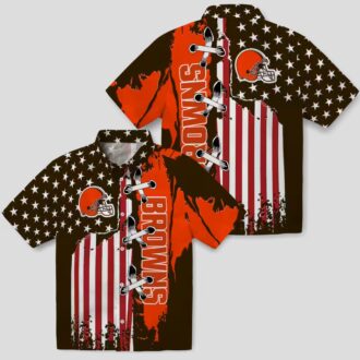 Cleveland Browns Stitched Flag Hawaiian Shirt, NFL Tailgating & Luau Outfit