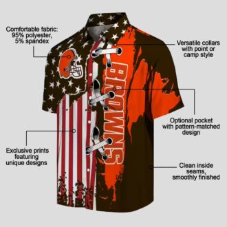 Cleveland Browns Stitched Flag Hawaiian Shirt, NFL Tailgating & Luau Outfit
