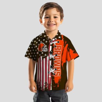 Cleveland Browns Stitched Flag Hawaiian Shirt, NFL Tailgating & Luau Outfit
