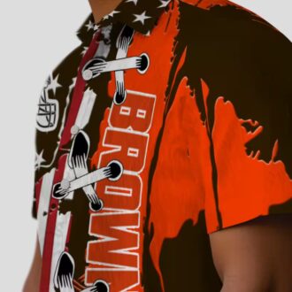 Cleveland Browns Stitched Flag Hawaiian Shirt, NFL Tailgating & Luau Outfit