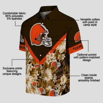 Custom Cleveland Browns Hawaiian Shirt for Fans, Chevron Floral NFL Brown Aloha Shirt