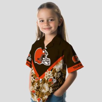 Custom Cleveland Browns Hawaiian Shirt for Fans, Chevron Floral NFL Brown Aloha Shirt