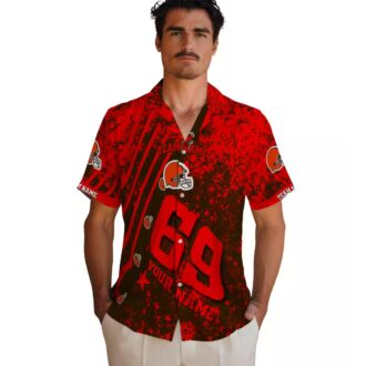 Custom Cleveland Browns Tropical Hawaiian Shirt, Star Stripes Brown Game Day Outfit