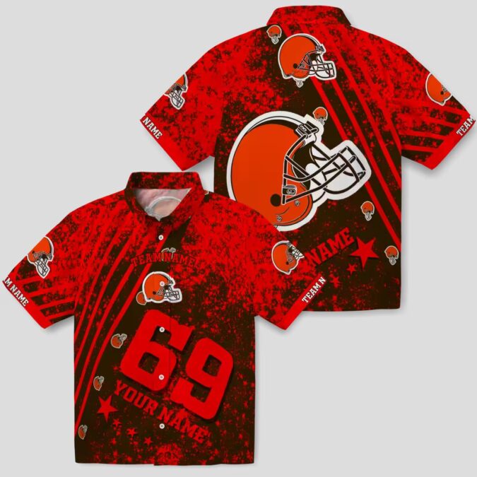 Custom Cleveland Browns Tropical Hawaiian Shirt, Star Stripes Brown Game Day Outfit