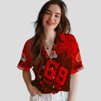 Custom Cleveland Browns Tropical Hawaiian Shirt, Star Stripes Brown Game Day Outfit