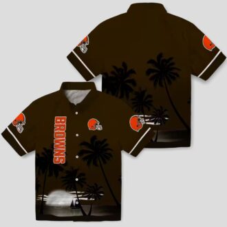 NFL Cleveland Browns Beach Sunset Hawaiian Shirt, Black Brown Tropical Summer Outfit
