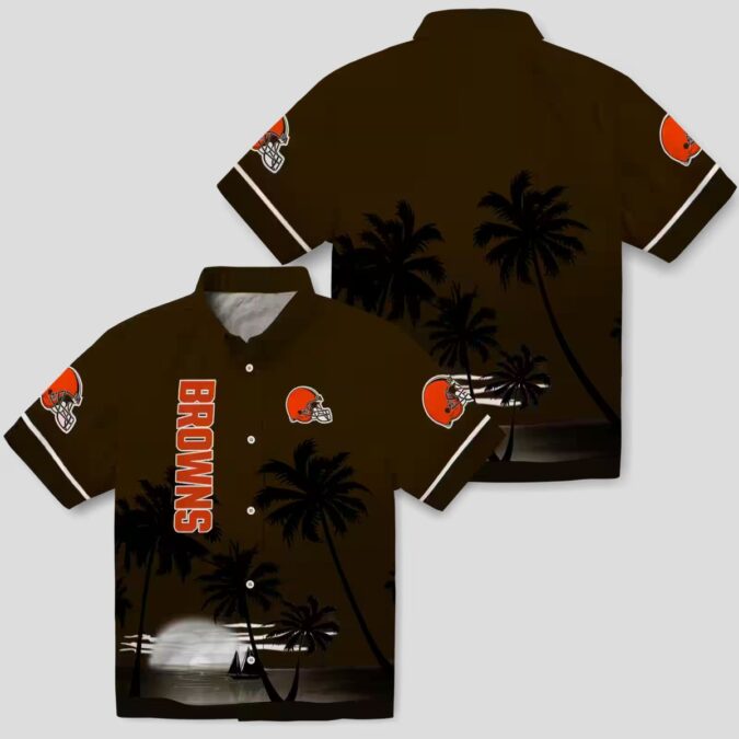 NFL Cleveland Browns Beach Sunset Hawaiian Shirt, Black Brown Tropical Summer Outfit