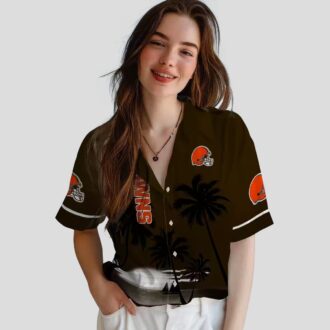 NFL Cleveland Browns Beach Sunset Hawaiian Shirt, Black Brown Tropical Summer Outfit