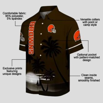 NFL Cleveland Browns Beach Sunset Hawaiian Shirt, Black Brown Tropical Summer Outfit