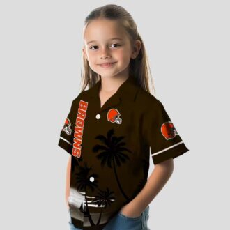 NFL Cleveland Browns Beach Sunset Hawaiian Shirt, Black Brown Tropical Summer Outfit