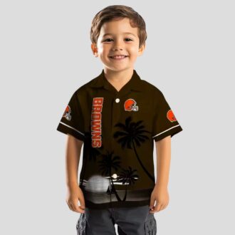 NFL Cleveland Browns Beach Sunset Hawaiian Shirt, Black Brown Tropical Summer Outfit