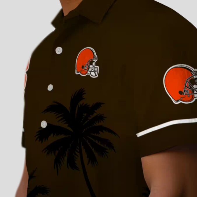 NFL Cleveland Browns Beach Sunset Hawaiian Shirt, Black Brown Tropical Summer Outfit