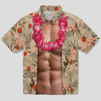 NFL Cleveland Browns Chest Illusion Hawaiian Shirt, Brown Football Tailgate Outfit