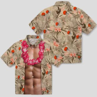NFL Cleveland Browns Chest Illusion Hawaiian Shirt, Brown Football Tailgate Outfit