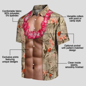 NFL Cleveland Browns Chest Illusion Hawaiian Shirt, Brown Football Tailgate Outfit