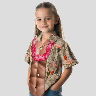 NFL Cleveland Browns Chest Illusion Hawaiian Shirt, Brown Football Tailgate Outfit