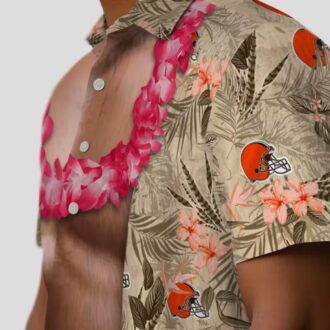 NFL Cleveland Browns Chest Illusion Hawaiian Shirt, Brown Football Tailgate Outfit