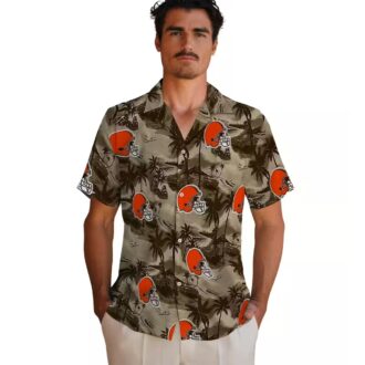 NFL Cleveland Browns Coastal Palms Hawaiian Shirt, Summer Beach Button Up