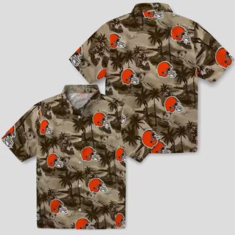 NFL Cleveland Browns Coastal Palms Hawaiian Shirt, Summer Beach Button Up