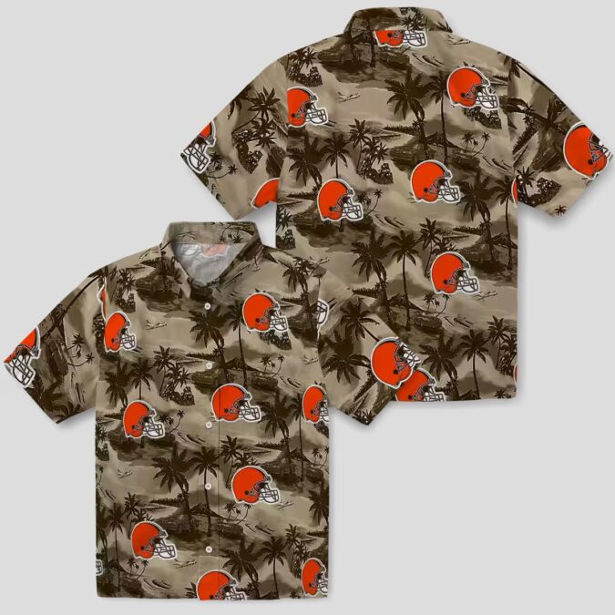 NFL Cleveland Browns Coastal Palms Hawaiian Shirt, Summer Beach Button Up
