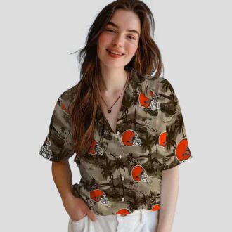 NFL Cleveland Browns Coastal Palms Hawaiian Shirt, Summer Beach Button Up