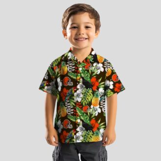 NFL Cleveland Browns Custom Hawaiian Shirt for Fans - Green Brown Toucan Tropical Print