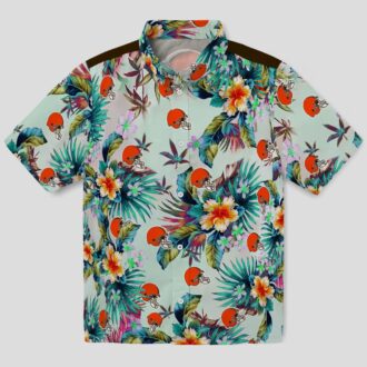 NFL Cleveland Browns Hawaiian Button Up Shirt, Summer Green Foliage Luau Outfit