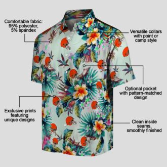 NFL Cleveland Browns Hawaiian Button Up Shirt, Summer Green Foliage Luau Outfit