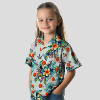 NFL Cleveland Browns Hawaiian Button Up Shirt, Summer Green Foliage Luau Outfit
