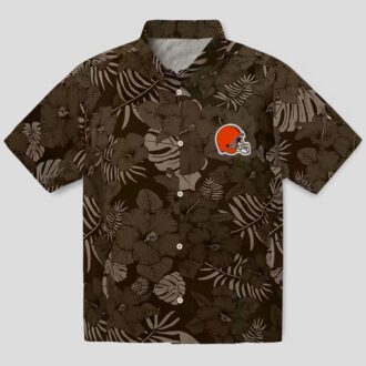 NFL Cleveland Browns Hawaiian Shirt for Fans, Jungle Theme Brown Tropical Beachwear