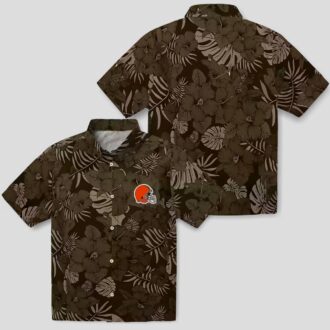 NFL Cleveland Browns Hawaiian Shirt for Fans, Jungle Theme Brown Tropical Beachwear