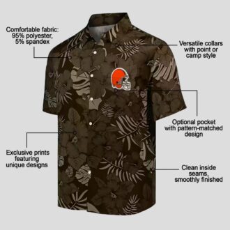 NFL Cleveland Browns Hawaiian Shirt for Fans, Jungle Theme Brown Tropical Beachwear