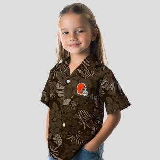 NFL Cleveland Browns Hawaiian Shirt for Fans, Jungle Theme Brown Tropical Beachwear
