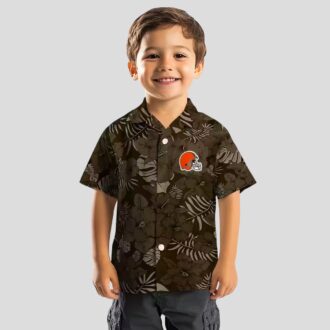 NFL Cleveland Browns Hawaiian Shirt for Fans, Jungle Theme Brown Tropical Beachwear