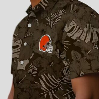 NFL Cleveland Browns Hawaiian Shirt for Fans, Jungle Theme Brown Tropical Beachwear