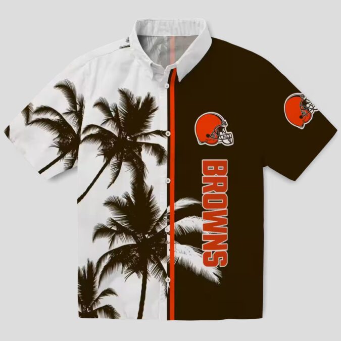 NFL Cleveland Browns Palm Tree Hawaiian Shirt, Brown White Summer Outfit