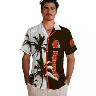NFL Cleveland Browns Palm Tree Hawaiian Shirt, Brown White Summer Outfit