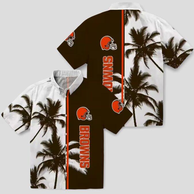 NFL Cleveland Browns Palm Tree Hawaiian Shirt, Brown White Summer Outfit