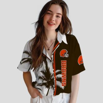 NFL Cleveland Browns Palm Tree Hawaiian Shirt, Brown White Summer Outfit