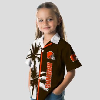 NFL Cleveland Browns Palm Tree Hawaiian Shirt, Brown White Summer Outfit