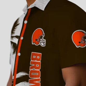 NFL Cleveland Browns Palm Tree Hawaiian Shirt, Brown White Summer Outfit