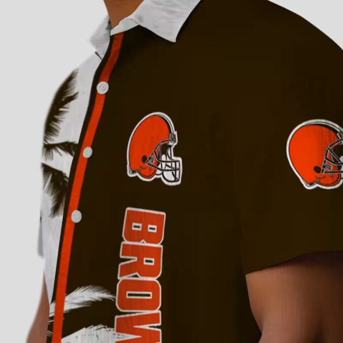 NFL Cleveland Browns Palm Tree Hawaiian Shirt, Brown White Summer Outfit