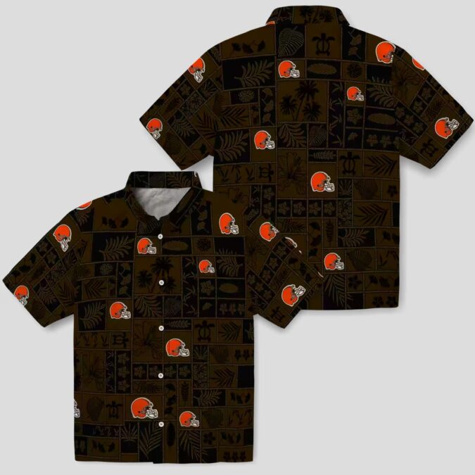 NFL Cleveland Browns Patchwork Hawaiian Shirt, Tropical Brown Black Summer Outfit