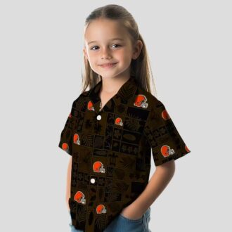 NFL Cleveland Browns Patchwork Hawaiian Shirt, Tropical Brown Black Summer Outfit