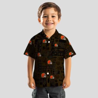 NFL Cleveland Browns Patchwork Hawaiian Shirt, Tropical Brown Black Summer Outfit