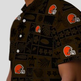 NFL Cleveland Browns Patchwork Hawaiian Shirt, Tropical Brown Black Summer Outfit