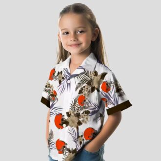 NFL Cleveland Browns Patriotic Hawaiian Shirt, Hibiscus Floral Brown White Print