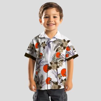 NFL Cleveland Browns Patriotic Hawaiian Shirt, Hibiscus Floral Brown White Print